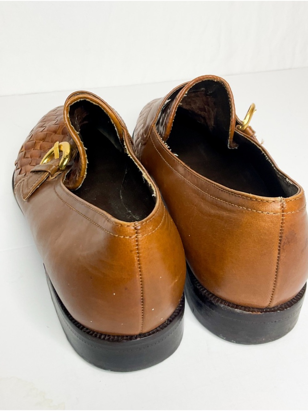 Vintage Enzo Angiolini Tan Woven Leather Loafers 10 - Picture 7 of 9